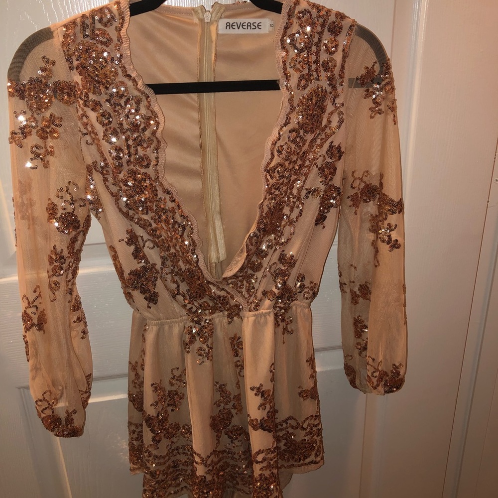 Pink sequin romper